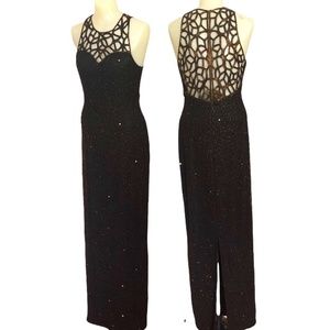 SCALA Beautiful 90's Black with Bronze Beading Gown